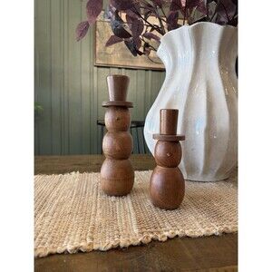 Set of 2 Wooden Snowmen 10” & 7” – Pottery Barn Style NEW Snowman Christmas